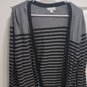 Studio Works Black and Gray Striped Cardigan